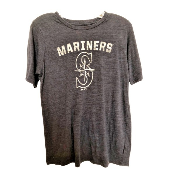 Majestic Seattle Mariners Women's Size XL Tee Gray‎ Blue Crew Neck Short Sleeve - Picture 1 of 5